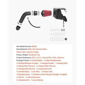 VEVOR Cold Air Intake, 3.94 Inch Cold Air Intake System+ Heat Shield Compatible with 2009-2018 Dodge Ram 1500, 2013-2018 Ram 2500/3500 5.7L, High Flow Filter Kit Improve Horsepower/Throttle Response