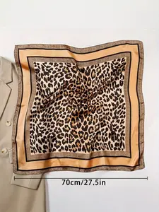 Women's Lightweight Scarf, Boho Style, Elegant Camel Leopard Print, Classic Multi-Functional Luxury Fashion Accessory, Silk-Like Texture