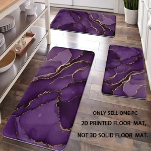 [Popular Choice] 1-piece pack, room decor, bathroom decor, bathroom mat, bathroom non-slip mat, kitchen mat, doormat, purple marble pattern mat, minimalist theme mat, soft and comfortable, reduces fatigue.