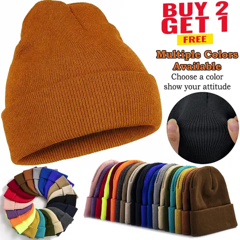 30+ Colors Lightweight Knit Beanie for Men & Women, Plain Cuffed Skull Cap, Soft Stretchy Solid Color Streetwear Hat for Solid Fashion OOTD, Travel, Daily Wear