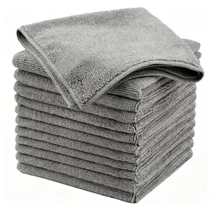 Microfiber Cleaning Cloth, All-Purpose Microfiber Towels, Streak Free Cleaning Rags, Pack of 12, Grey, Size 25 x 25 cm(10 x 10 inch)