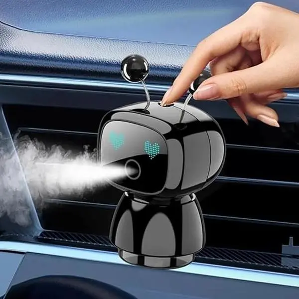 Joytutus Summervibes-V3 Intelligent Robot Car Aroma Diffuser, Waterless Auto Accessory, Fine Spray, Fillable, 4-Gear Adjustment, Vibration Sensing On-Off, Large Capacity, Long-Lasting, Black-Cologne/Blue-Ocean Scent, Cool Car Stuff