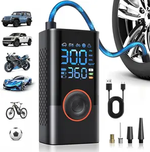 Tire Inflator Portable Air Compressor Portable Cordless Mini Air Pump with Digital Pressure Gauge Inflater 150PSI 3X Fast Inflation Auto Shutoff Large Battery Tires Pump for Cars Motors Bikes Balls