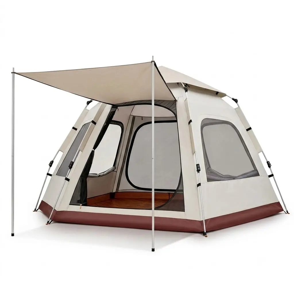 Pop-Up Dome Tent for 3-4 People with Vestibule Pole, 60s Easy Setup, Waterproof, Windproof, Portable for Outdoor Hiking, Family Backpacking