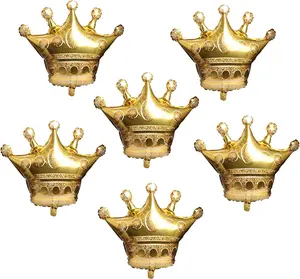6Pcs Gold Crown Foil Balloons Party Decorations.Birthday Party&Wedding &Bridal Shower Supplies Set