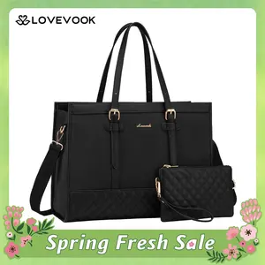 LOVEVOOK April Limited-Time Promotional Discounts Laptop Tote Bag with Clutch Purse, Canvas Computer Bag Office Briefcase, Casual Handbag for Travel, Crossbody for College, Teacher, School