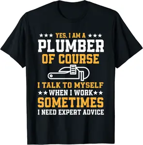 Mens Funny Plumber Costume Pipe Wrench Plumbers Tools T-Shirt - Terrancecar Shop 67B0BM3SHSJR