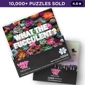 What The Puzzles – Succulents I 1000 Piece Jigsaw Puzzle for Adults, Premium Funny Gift, Non-Glare Puzzle with Hidden Details