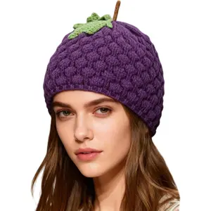 Women's Crochet Bucket Hat Cute Frog Knit Ruffle Bucket Hat Soft Floppy Cap Handmade Fishing Hat Winter Fall Beanies