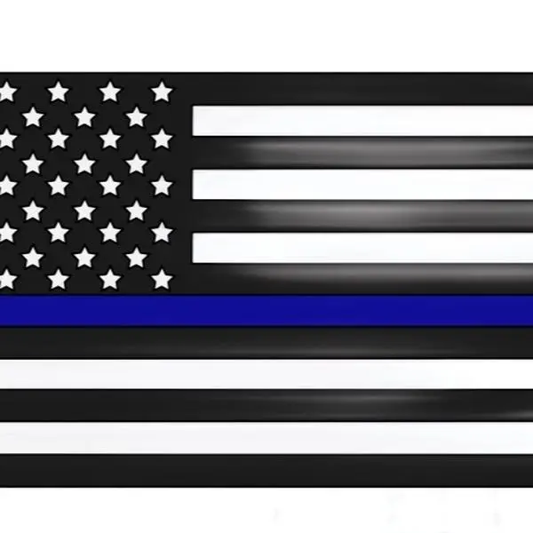 Police Officer Support Car Decal - Durable Vinyl, Supports Law Enforcement, Features American Flag & Blue Striped Design