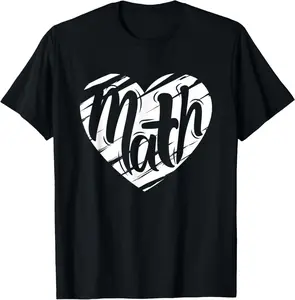 Math Heart Mathematics Teacher Student Love Valentine's Day T-Shirt Pure Cotton Graphic Tees Menswear Top: Gifts for Men & Women