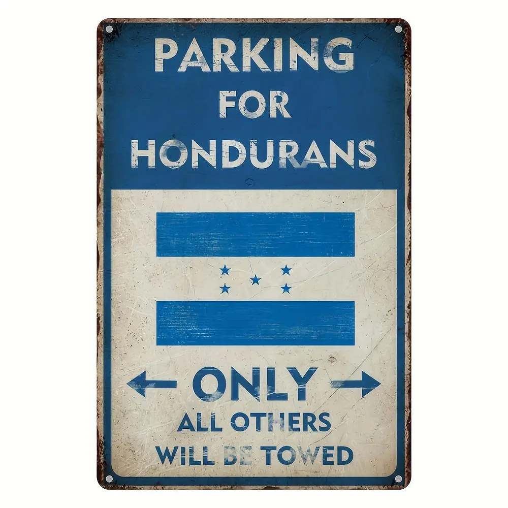 Vintage Aluminum Metal Sign - 8x12 in Mountable Weather-Resistant Universal Indoor/Outdoor Plaque, Honduran-Focused Parking Signage & Home Decor