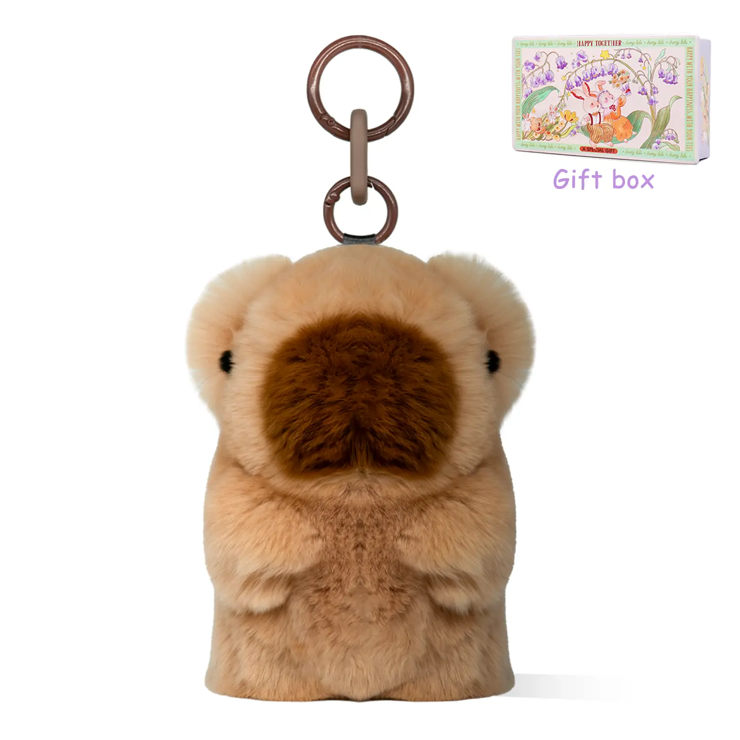 【BunnyLulu】Handmade Fluffy Animal PomPom Keychains/Pendants with Tin Box, Cute Summer Accessory for Girls and Women