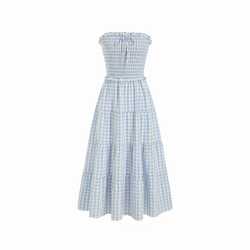 gingham strepless dress - TikTok Shop
