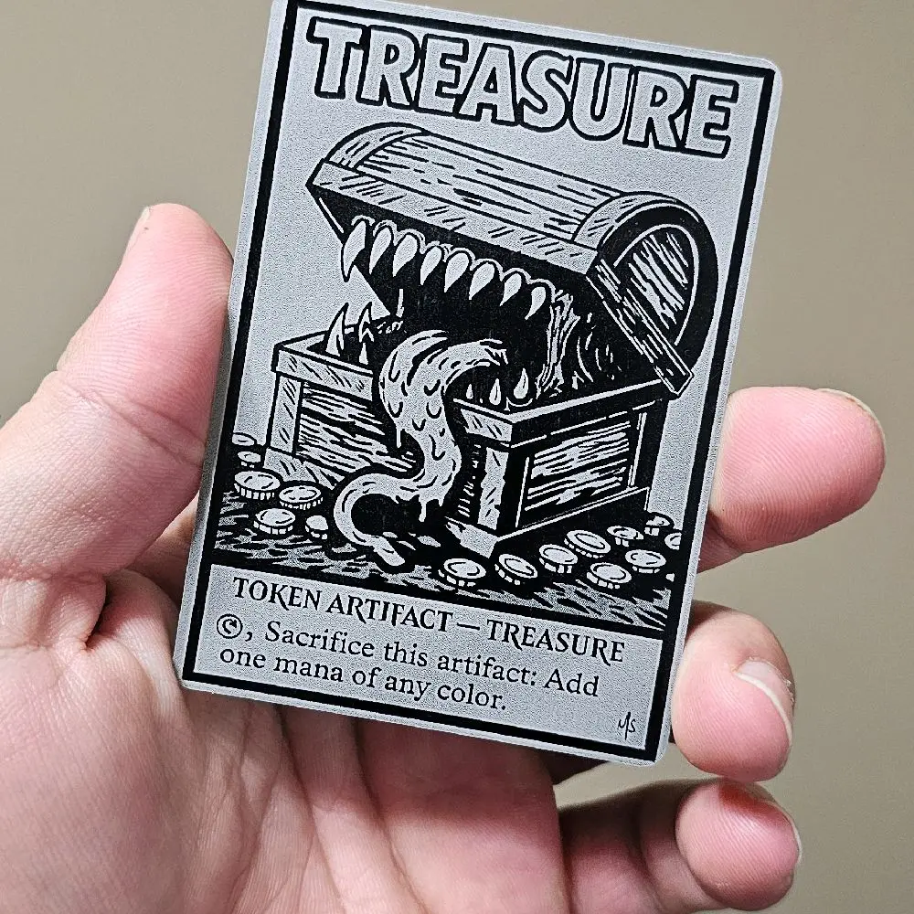 Magic: The Gathering Metal Engraved Treasure Token | Artist Made/Non AI Tokens