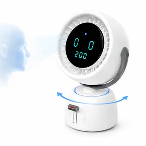 [FathersDayGift] Smart Head Tracking Desk Fan, 150° Auto-Follow Portable Table Fan, 200 Speed Settings, Rechargeable Digital Display, Ambient Light, Quiet Desktop Fan for Office, Bedroom, Study Desk, SummerWins