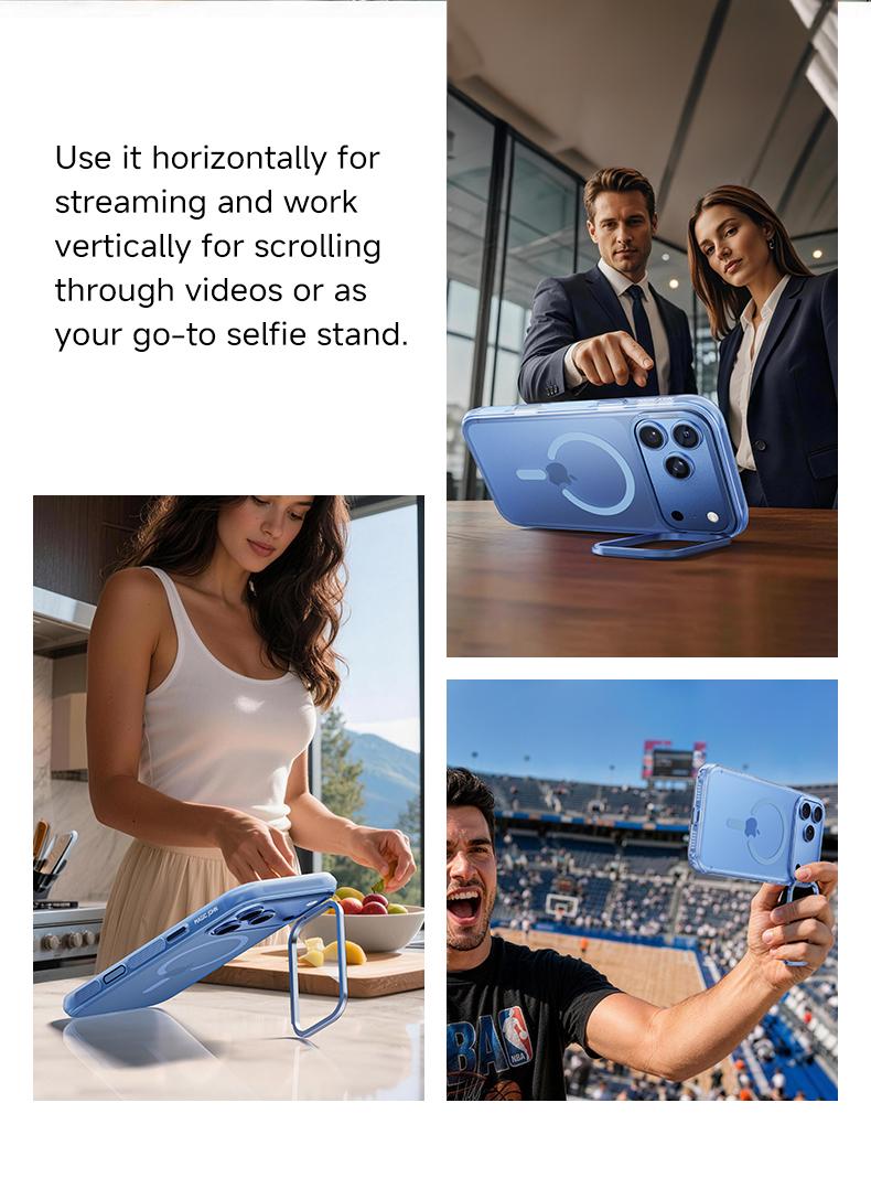 MAGIC JOHN Case for iPhone 17 Pro Max, Magnetic Case with Comfortable Non-Slip Grip, 180° Multi-Angle Camera Stand, MagSafe Compatible, Full Camera Lens & Camera Control Protection