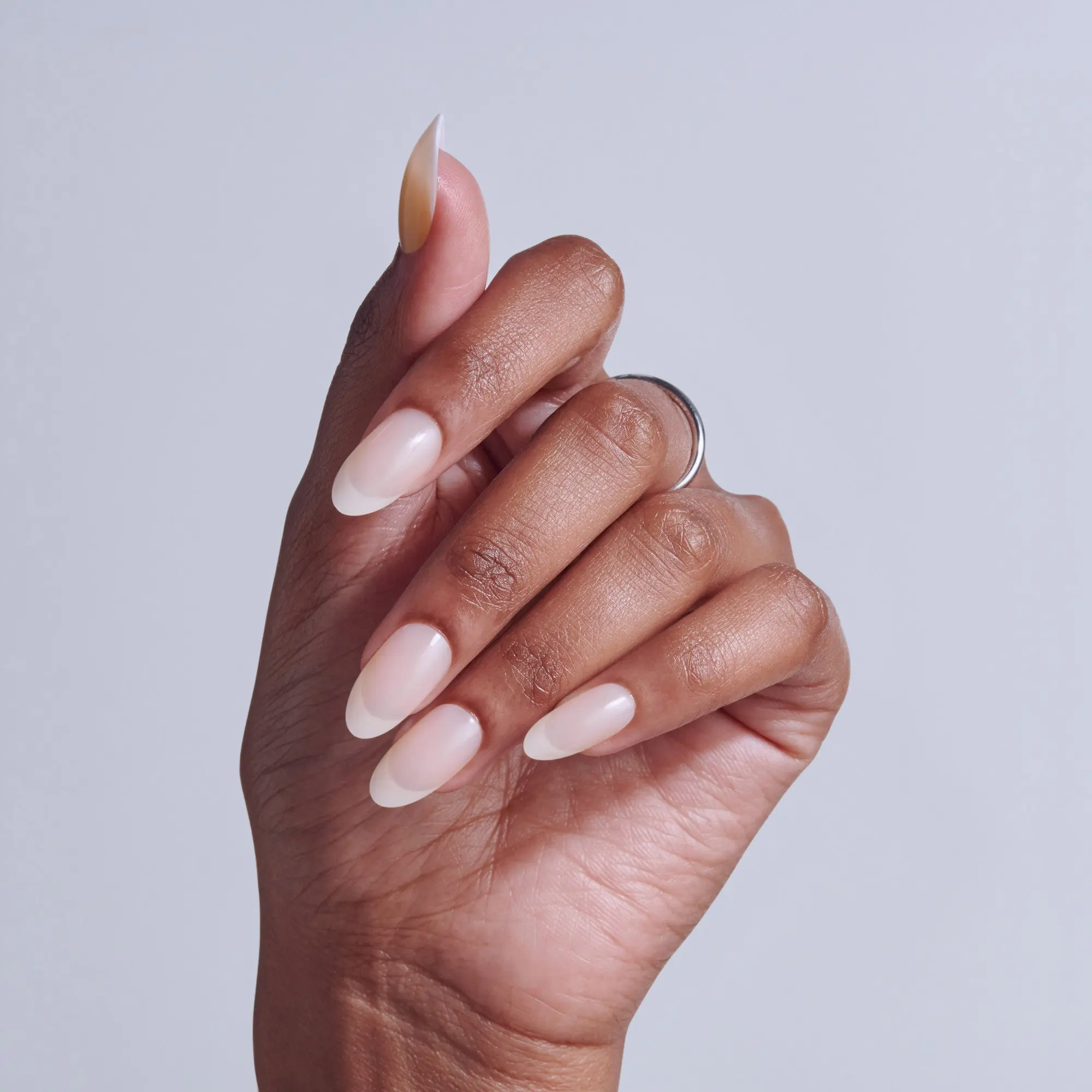 Kiss Core French Press On Fake Glue Nails - Burble | French Tips, White, Medium, Almond