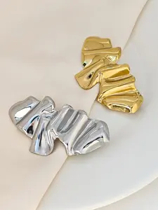 Silver Color Crinkle Paper Metal Brooch, Unique Design Irregular Pin, Elegant Suit Coat Bag Accessory, All Seasons, Fashion Accessory