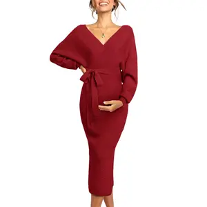 Imily Bela Maternity Nursing Dress Sweater Dress for Women Wedding Guest Dress Baby Shower Maternity Photoshoot Outfits
