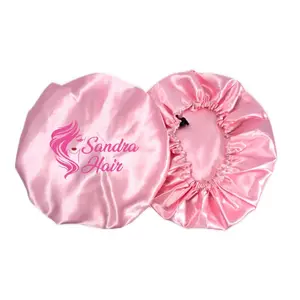 2pcs Sandra Hair Pink Silk Satin Bonnet for Women Sleep Cap
