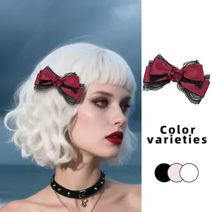 Elegant Rose Lace Bow Hair Clip for Women, Side Bangs Accessory, Unique High-End Style, Fashionable Hair Jewelry