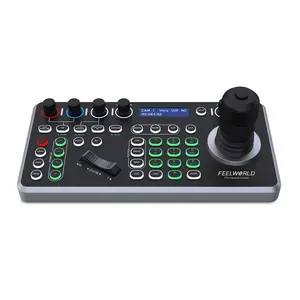 FEELWORLD KBC20N NDI PTZ Camera Joystick Controller, LCD Screen 4D Joystick Control Keyboard Support NDI PoE VISCA Pelco-D/P RS422 RS485 RS232 RJ45 For Church Live, Events, Live Streaming