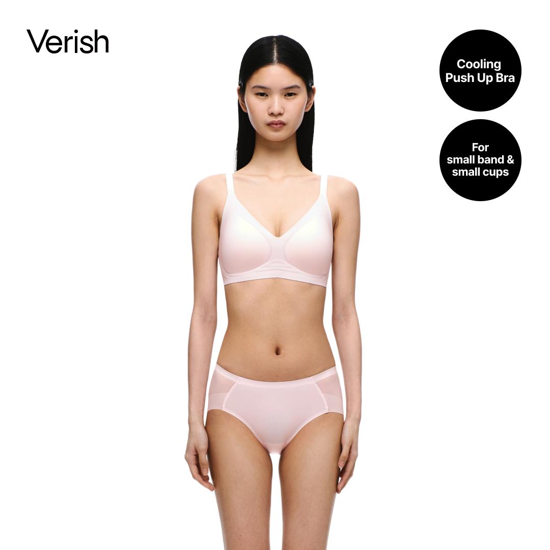 [VERISH] Ice On Push-Up Bra - SIZE UP RECOMMENDED - Cooling Wireless Bra for Women - Korean Aqua-X Lift Fabric Perforated Pad No Underwire