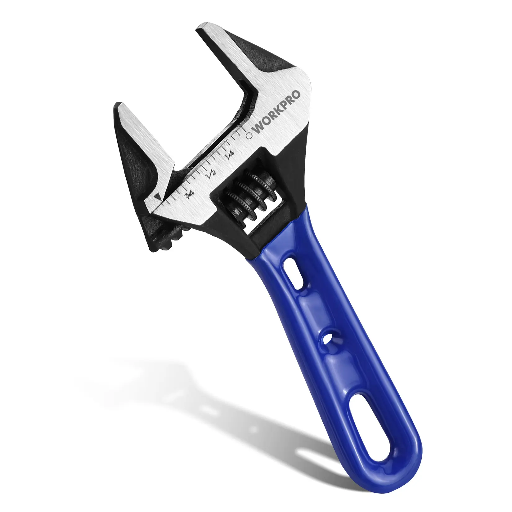 WORKPRO Stubby Wide Opening Adjustable Wrench, Small Adjustable Wrench with 2mm Slim Jaws for Easy Access to Tight Spaces, Metric/SAE Scales, Cr-V Steel