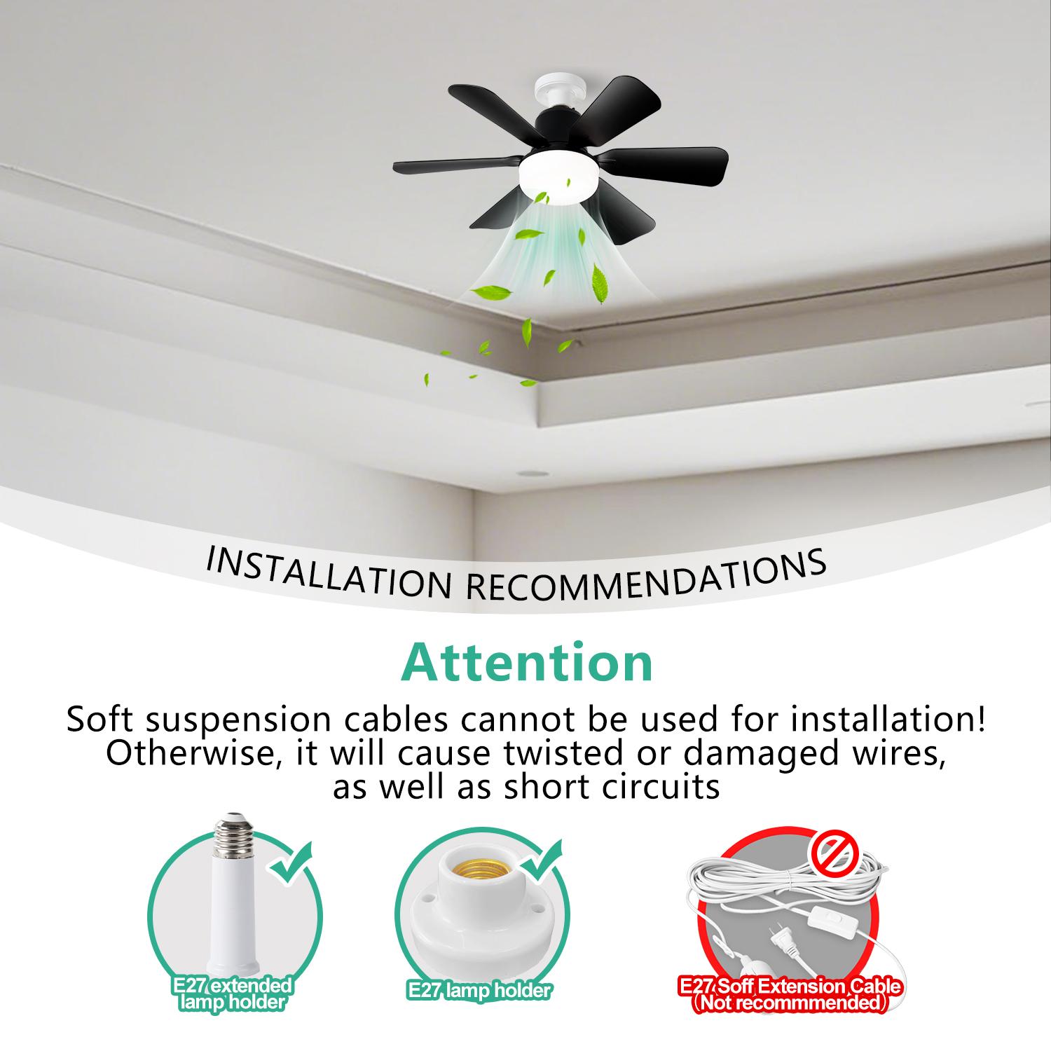 16.5-inch fan light with remote control, three color dimming modes, suitable for bedroom/kitchen/dining room/study/garage