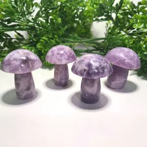 Crystal Mushrooms | Lepidolite Mushroom, Rose Quartz Mushroom, Carved Gemstone Mushroom, Plant Crystal, Garden Gem, Fairy Crystals, Fungi