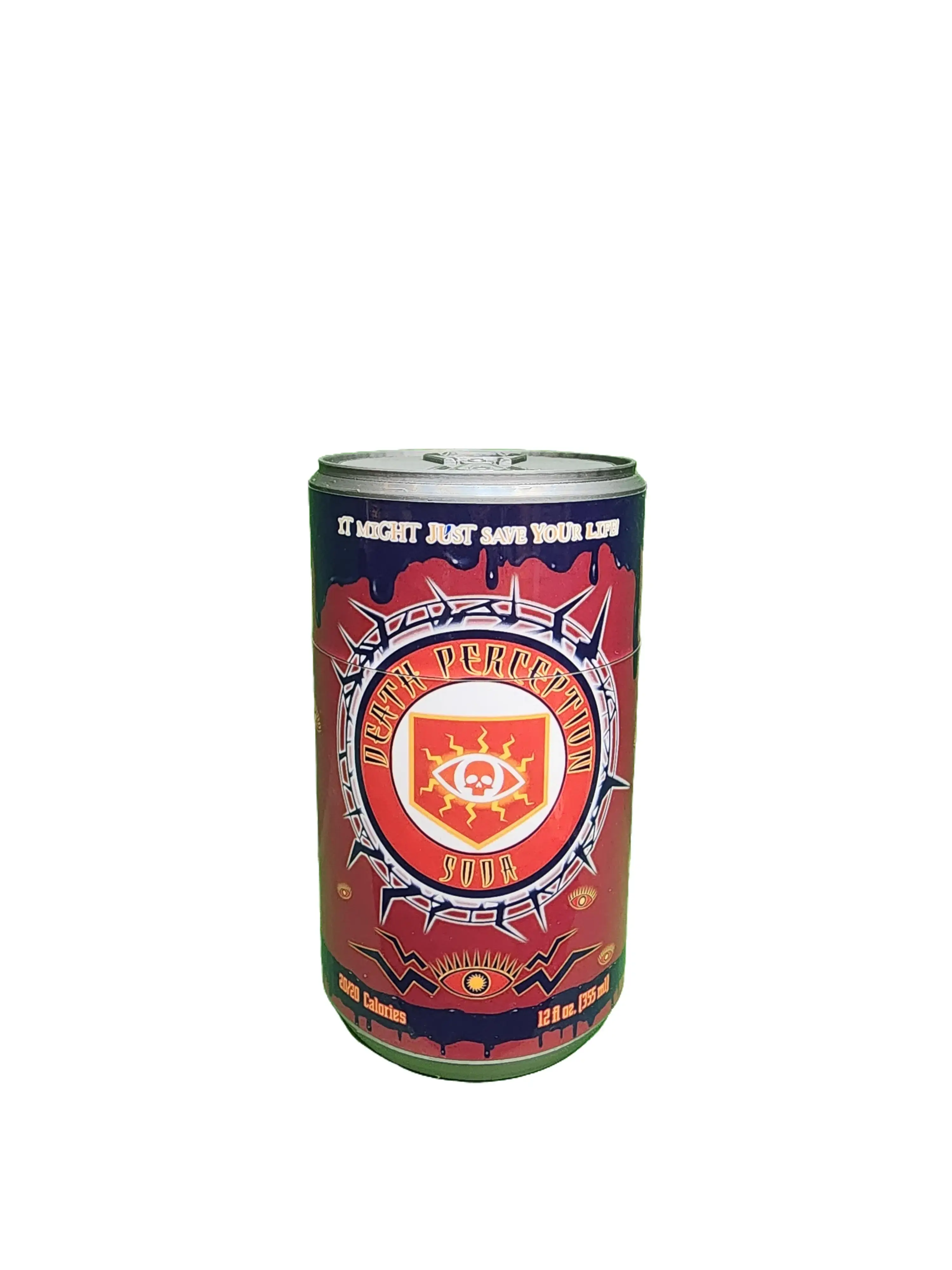 12oz 3D Printed Death Perception Perk Can Holder with Opener, Kitchenware Drinkware Accessory, Twist-Lock Lid for Secure Can Hold, Keychain Opener for Rapid Extraction, Ideal for Covert Ops Cold Drinks, 3D Printed Stuff