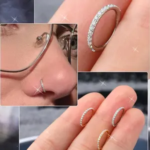 Nose Rings Hoops Surgical Steel Tragus Piercing Jewelry 20G Nose Hoops Featuring Clear CZ halloween earring conch  earring infinity hoop  earring