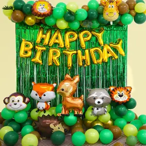 Woodland Animal Theme Birthday Party Decorations Jungle Safari Theme Party Supplies, Wild One Green Brown Forest Balloons Garland Arch Kits for Decorations Room Outside Backdrop
