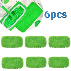 6Pcs Reusable Wet Pads Refill for Swiffer Sweeper Mop - Dry Sweeping Cloths & Wet Mopping Cloths for Household Cleaning - Washable Microfiber Pads for Mopping Floors (Mop is not Included)