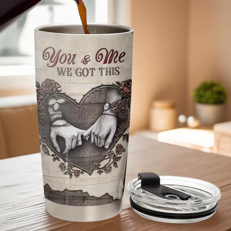 Valentine’s Day KindCrafts Shop You and Me 20Oz Stainless Steel Tumbler - Made in USA, Anniversary Mens Gift for Husband Wife, Nespresso Nomad Cup,Romantic Drinkware, Couple Love Story Coffee Cup Pink Stairmaster Dia De Muertos straw tumbler Beverage Mug