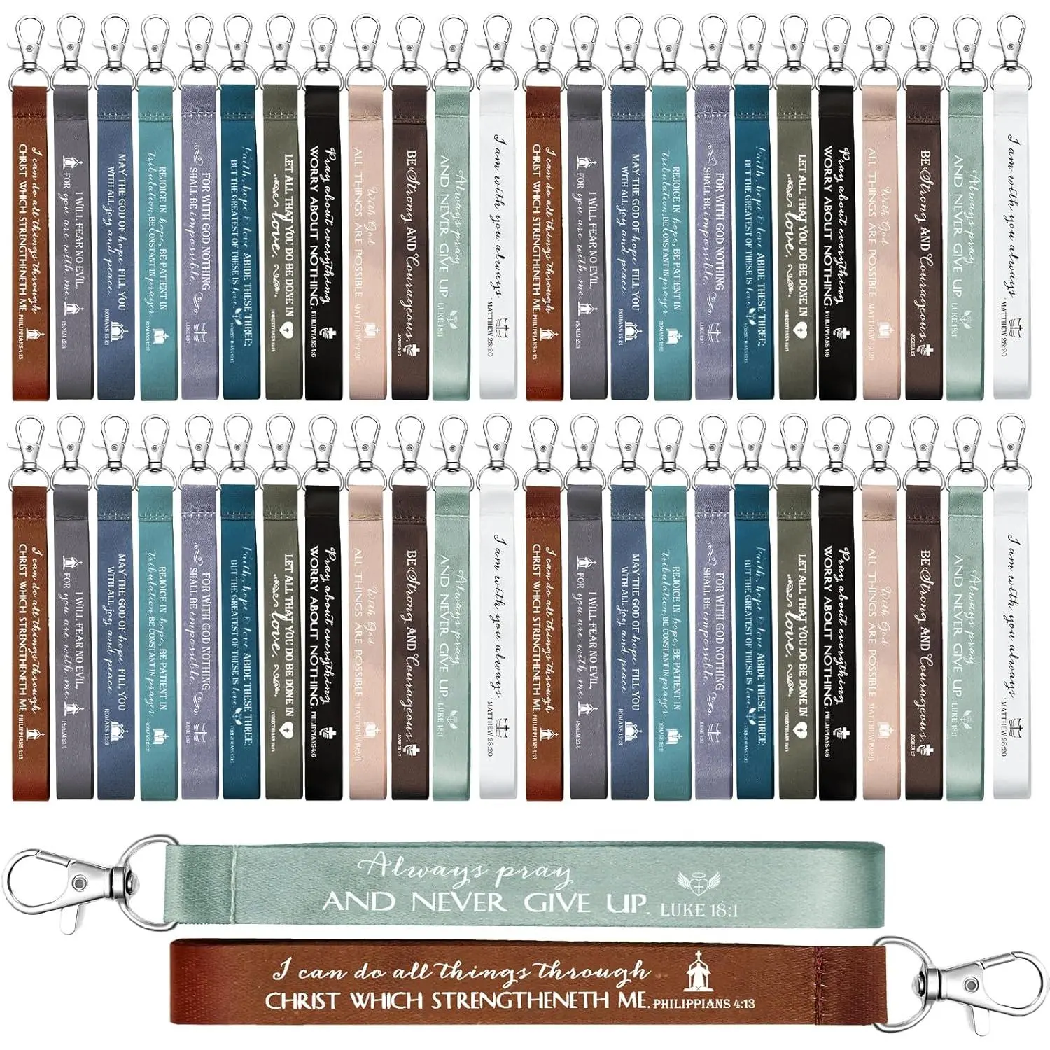 120 count  Verse Keychains Bulk Scriptures Religious  Lanyards Inspirational Church Christian Gifts
