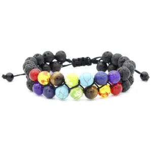 7 Chakra Multi-layer Bracelet for Men & Women Yoga Stone Adjustable Woven Rope Chain Bangle Fashion Meditation Relaxation Jewelry