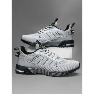 Men's Breathable Mesh Sneakers, Casual Comfortable Sports Running Shoes, Lightweight Soft Sole Shoes for Outdoor Activities, Trainer