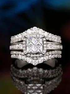 1 PC Luxury Cubic Zirconia Solitaire Ring For Women For Wedding Engagement Party Jewelry Valentine's Day Gift