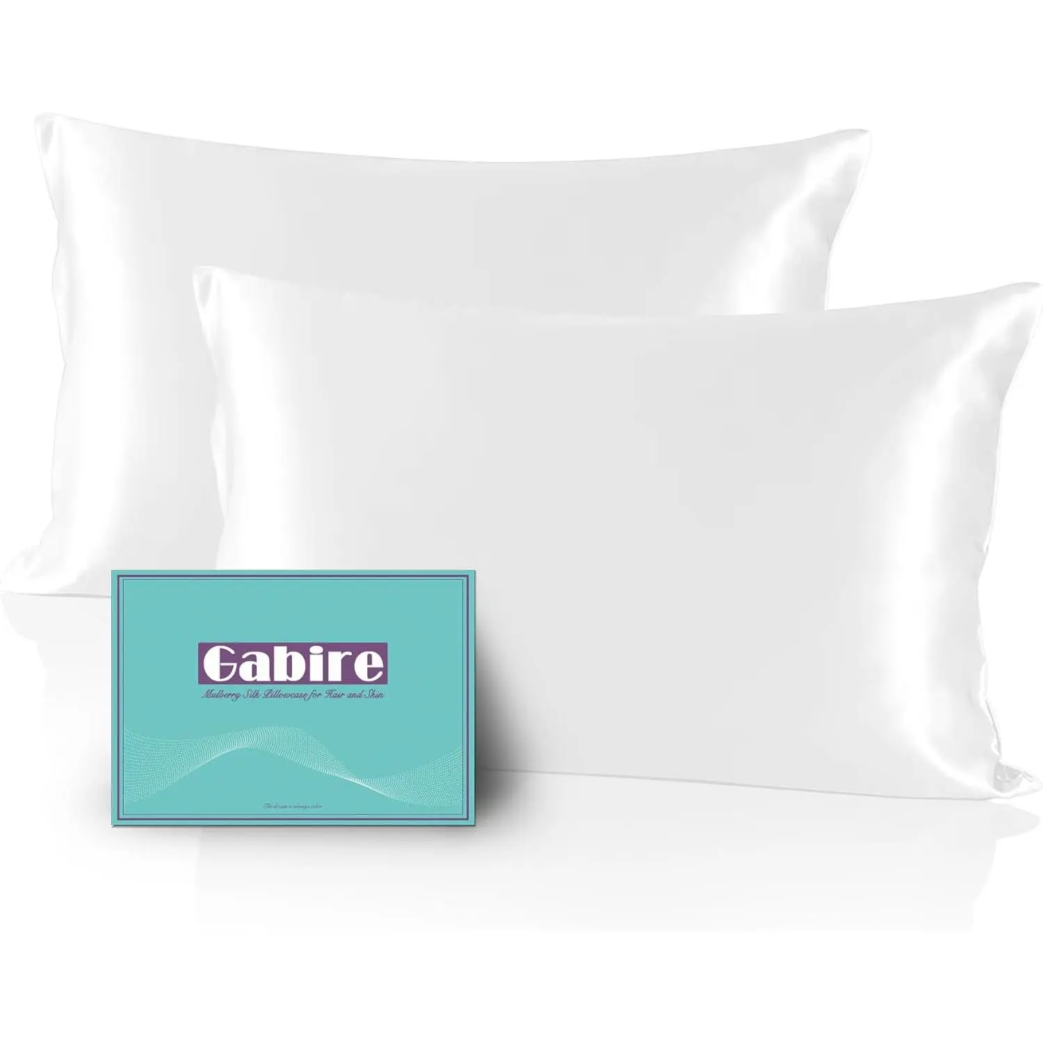 Mulberry Silk Pillow Cases Set of 2, Both Sides Real Silk Pillowcase for Hair and Skin Prevent Acne Pillowcase Organic Silk Pillowcase 2 Pack with Hidden Zipper, White, Standard (20"*26")