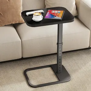 Upgraded TV Tray Table with Panel Lock, Adjustable Height & 90 °   Flip-Over Design, Sofa Arm End Side Table for Eating, Dinner, Snack, Laptop, Couch, Bed, Chair or Small Spaces, Black