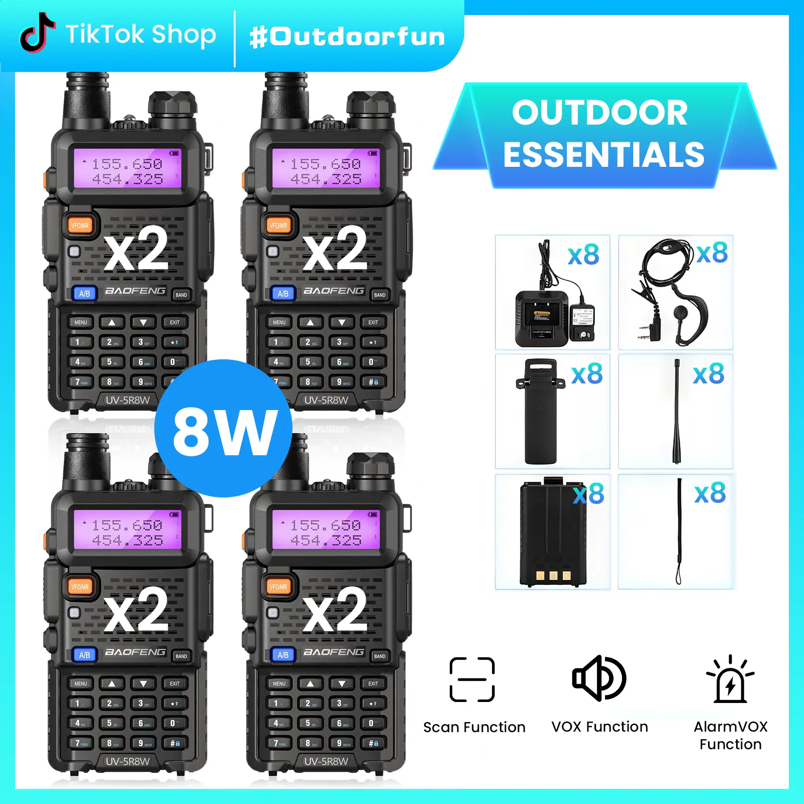 8 Pack UV-5R 8W (Black)