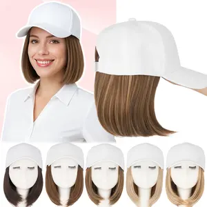 Hat Wig For Women 6inch Baseball Cap With Hair Extensions Straight Synthetic Hair Extension for Daily