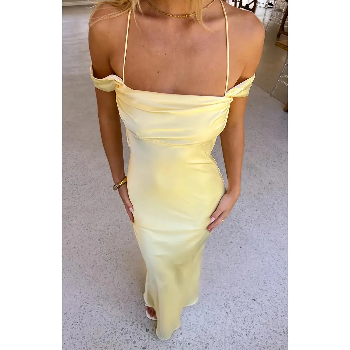 off the shoulder zipper dress Off shoulder cocktail perfection zipper back detail midi dress SMALL / BLUE DEPTH