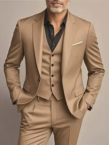 Men's Three-Piece Suit Set with a Shawl Lapel, Including a Jacket, Trousers, And Vest, Suitable for Weddings And Important Occasions.