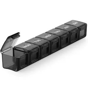 Large Weekly Pill Organizer with Clear Lid for Vitamins and Supplements, Arthritis Friendly, Fish Oils or Supplements, 7 Day Daily Pill Box Case