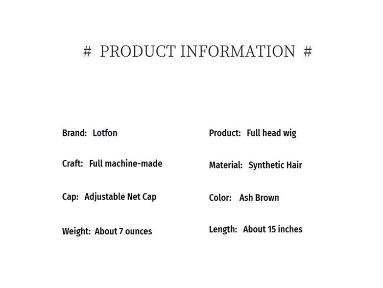 Lotfon Women's short curly Ash Brown non-adhesive synthetic wig, adjustable head circumference, comfortable fit, easy to wear, ready to wear and go, easily achieve a fashionable look