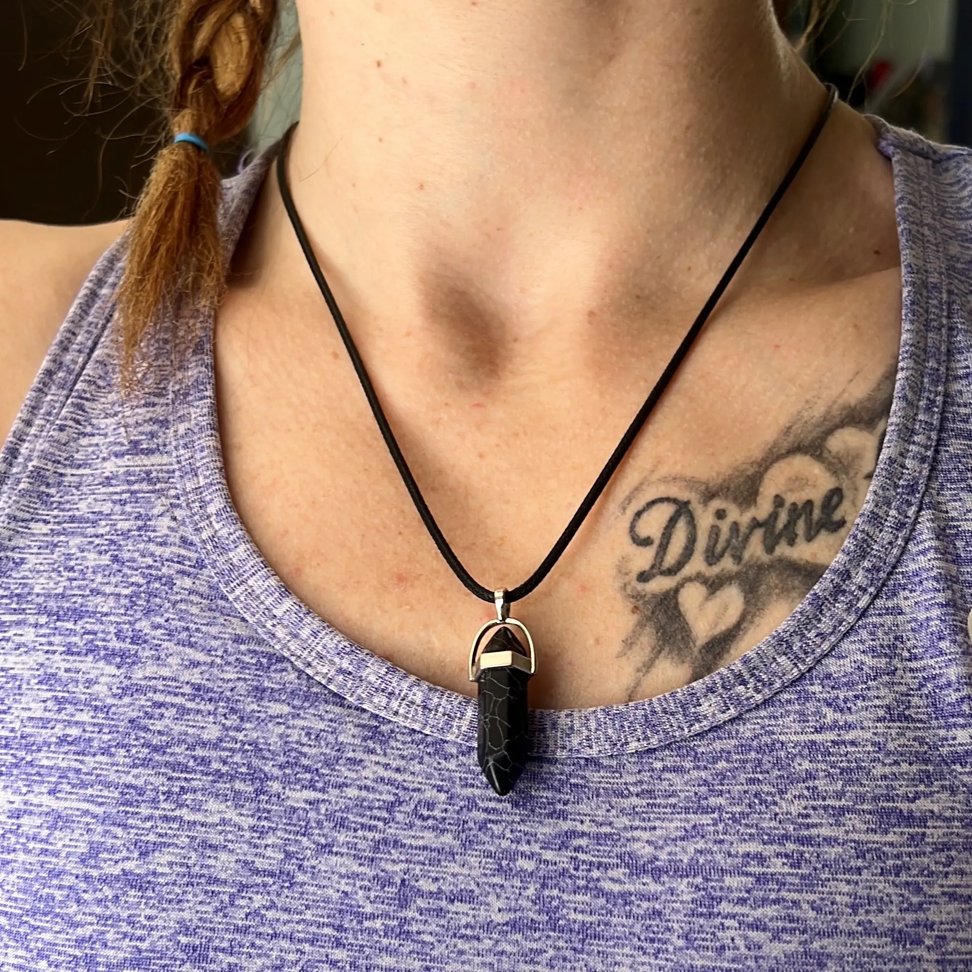 Black Obsidian/tourmaline reiki healing necklace pendant
