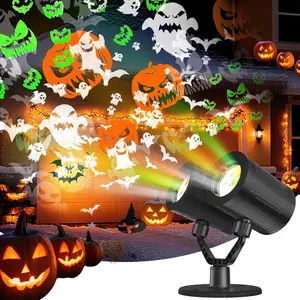 Halloween Projector Lights Outdoor Double Head Light Projector with Timer Waterproof Dynamic Devil Face Ghost Projector Halloween Pumpkins Outdoor For Patio,Home,Window,Wall Decor